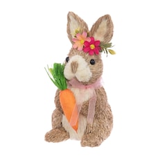 FloralSilk Bristle Rabbit with Carrot Easter Decoration
