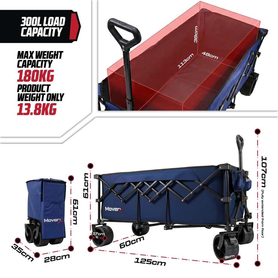 image 1 of MoverX 300L/180kg 2-in-1 Camping Tabletop Trolley / Table - Blue