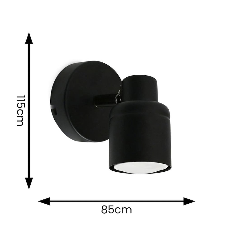 image 1 of ValueLights Benton Black Adjustable Plug In Wall Light & Bulb | Black