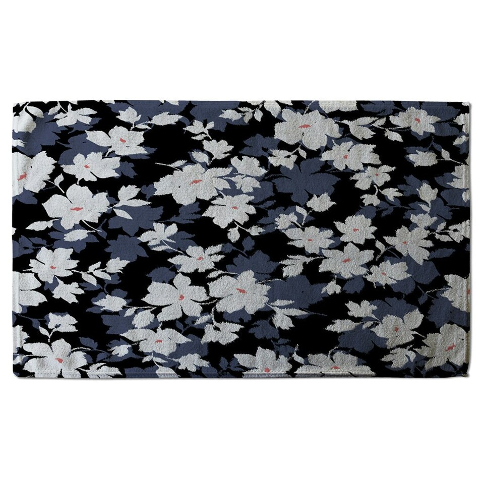 image 1 of White, Black & Purple Flowers (Kitchen Towel)