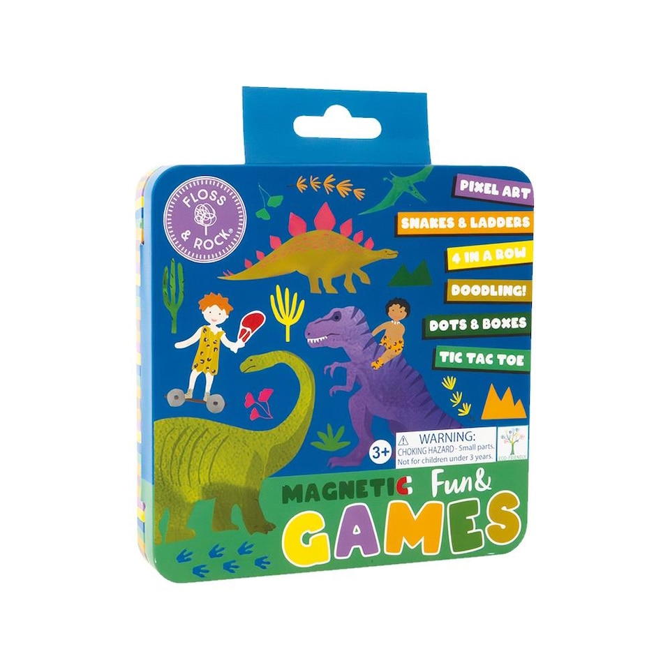 image 1 of Floss & Rock Magnetic Fun & Games Travel Activity Tin - Dinosaur