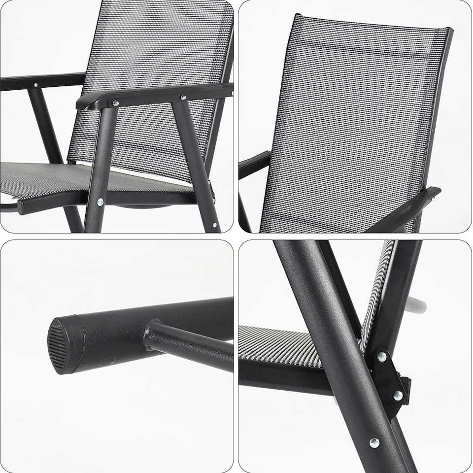 image 1 of Living and Home Set of 4 Metallic-Frame and Fabric Foldable Chairs