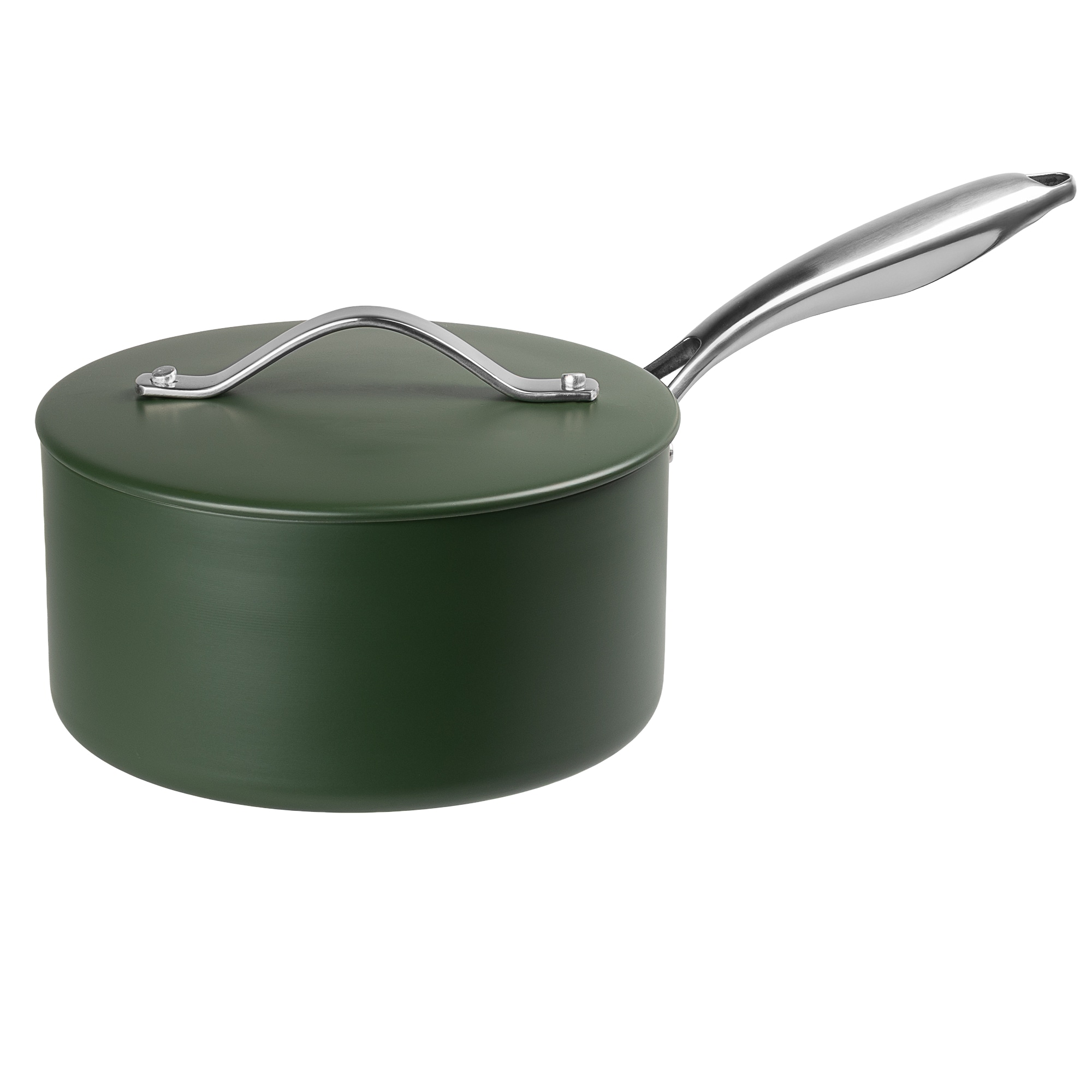 Prochef 20cm Green Ceramic-Coated Aluminium Saucepan Green Olive Green