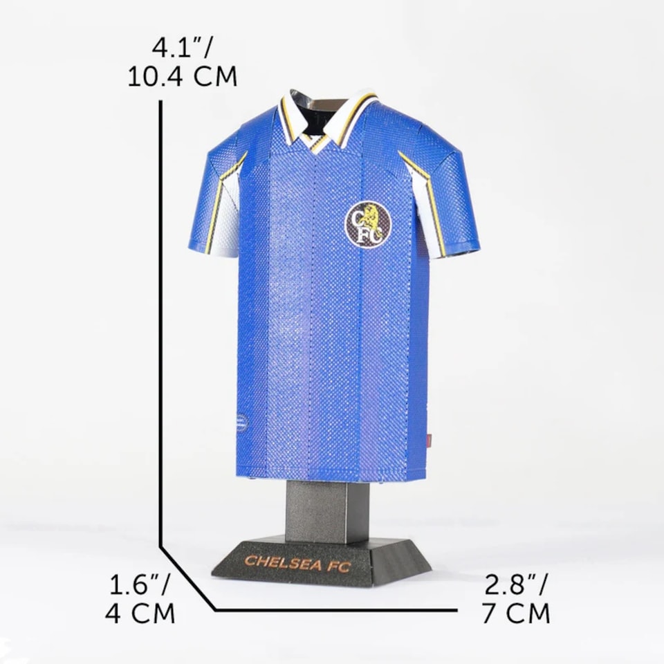 image 1 of RadStuff Metal Alloy Football Shirt - Retro Chelsea Home Kit 1998