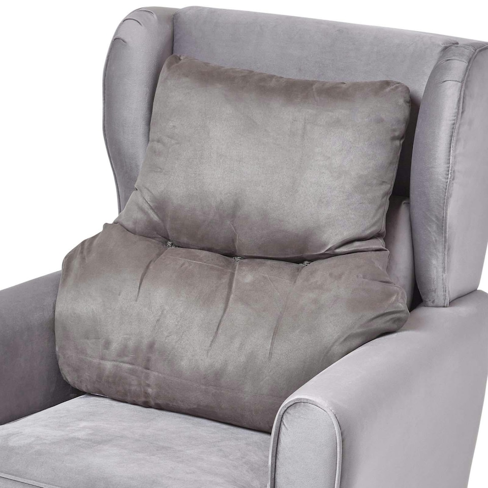 image 1 of Homescapes Grey Faux Suede Back Support Cushion | Grey | Grey | H 58 x W 68 x D 15 cm