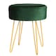 image 1 of Harbour Housewares Round Velvet Footstool - 35 x 40cm - Green | Green | Green/Gold