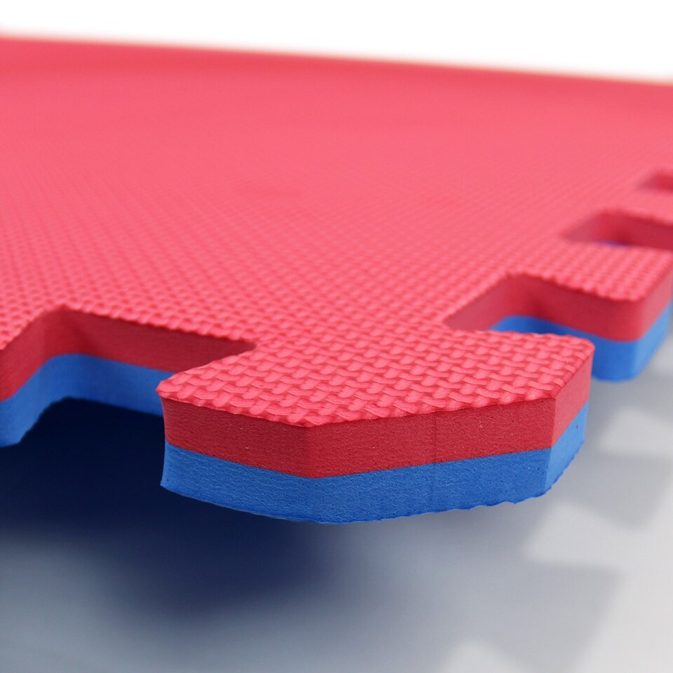 image 1 of Interlocking Foam Exercise Mat – Red/Blue Reversible – 1m x 1m – 20mm Thickness
