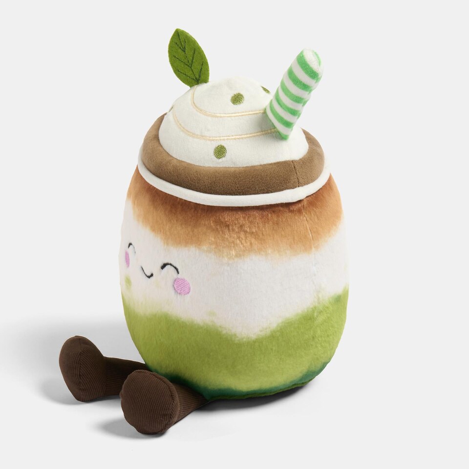 image 1 of OHS Sweetie Pie Filled Novelty Scatter Cushion Soft Fleece Toy Pillow | Green | Mandy the Matcha