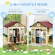 image 4 of Outsunny Wooden Playhouse with Doors, Wooden, Plant Pots for Kids - Beige | Cream | Beige