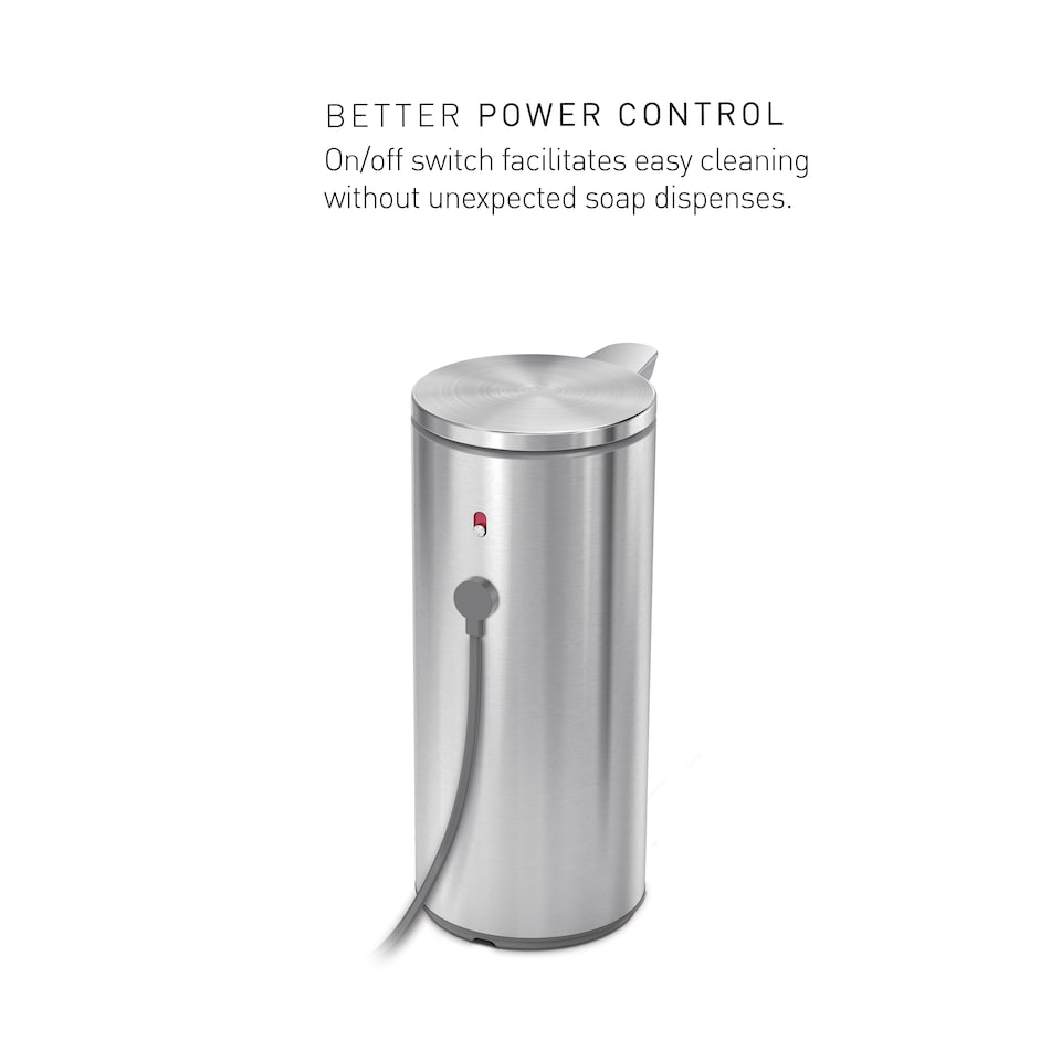 image 1 of Simplehuman 266ml Rechargeable Sensor Soap Pump, Automatic Hand Motion Soap Dispenser, Brushed Stainless Steel