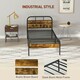 image 4 of HOMCOM Single Bed Frame with Headboard, No Box Spring Needed, Rustic Brown