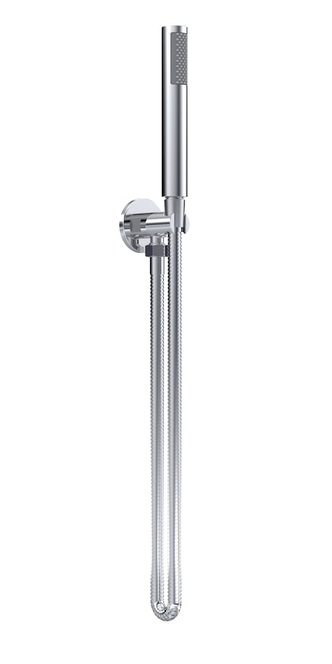 image 1 of Round Outlet Elbow Parking Bracket Shower Handset Chrome | Silver | Chrome | 1
