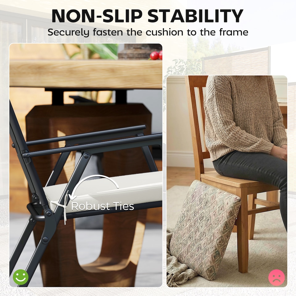 image 1 of Outsunny Seat Cushions with Machine Washable Cover | Cream | cream white | 46 x 42 x 7 cm