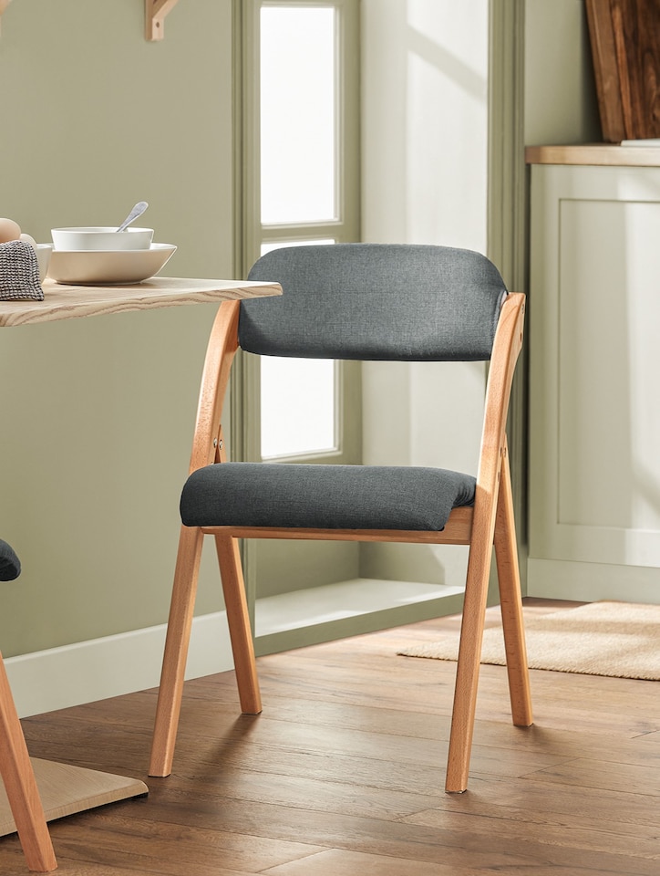 image 1 of SoBuy Folding Chair Wooden Padded Kitchen & Office Chair with Ergonomic Backrest, Dark Gray, 18.7 x 23.2 x 30.3 in, 6.6 kg - FST92-SG