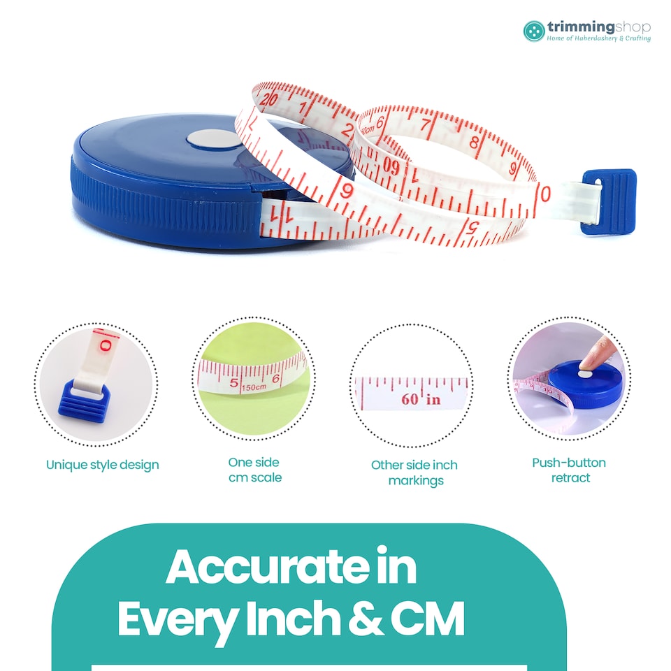 image 1 of 150cm Retractable Measuring Tape, Dual Sided Soft Round Design