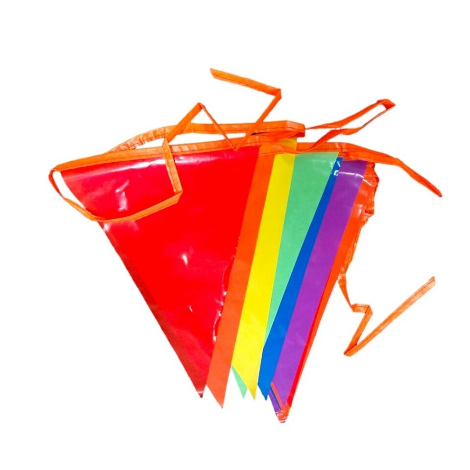 image 1 of Multi Colour Party Bunting with Orange String 10m with 20 Pennants