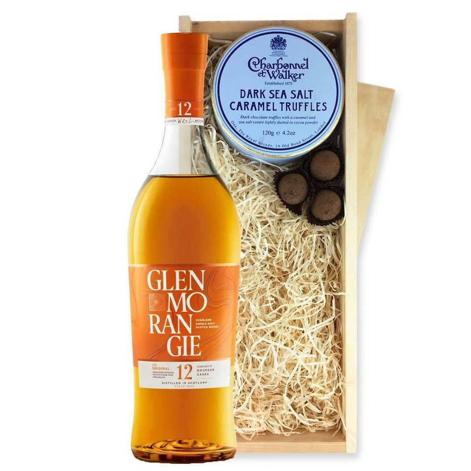image 1 of Glenmorangie Original 12 Year Old Whisky And Dark Sea Salt Charbonnel Chocolates Box 70cl 40% abv