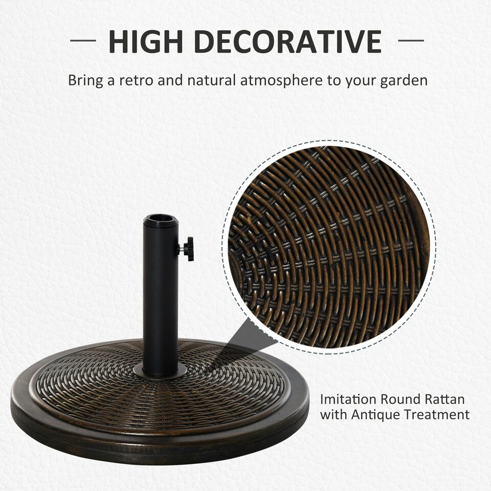 image 1 of Outsunny 13kg Cement Parasol Base Stand Fits 35mm/38mm/48mm Poles, Black