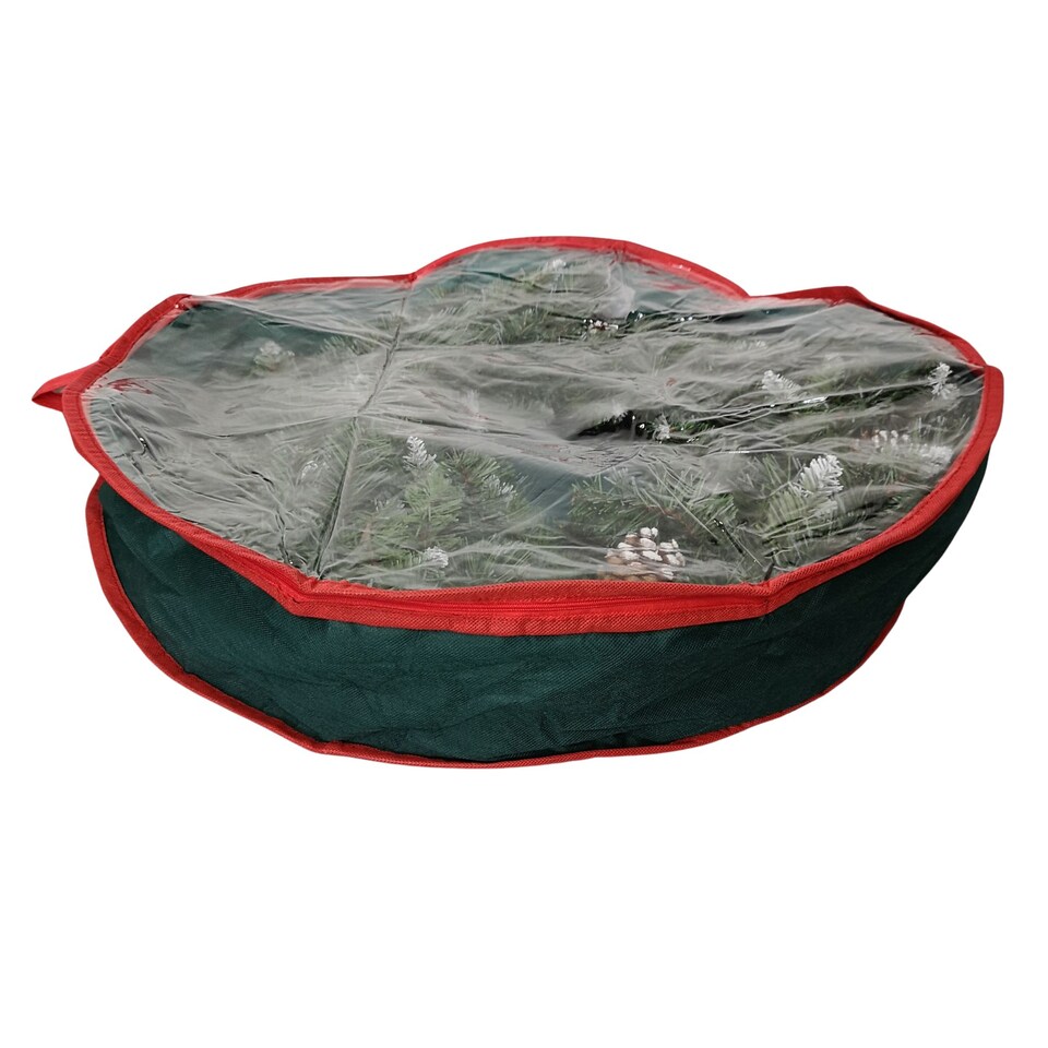 image 1 of 65cm Green Christmas Wreath Decoration Storage Bag with Zip and Carry Handle