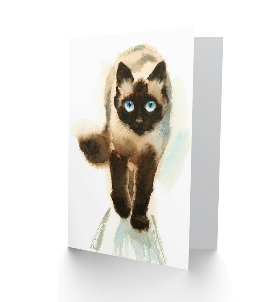 image 1 of Cat Lover Ragdoll Pet Kitten Watercolour Animal Portrait Greeting Card