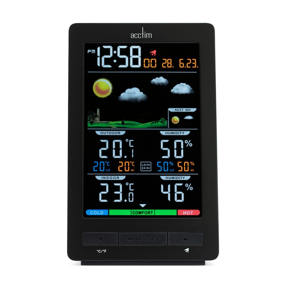 image 1 of Acctim Ermir 6 in 1 Barometric Weather Station with Outdoor Sensor Temperature Humidity VA Display Graphite Grey