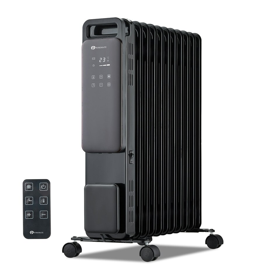 image 1 of PureMate 2500W 11-Fin Oil Filled Radiator | Portable Heater with Digital Thermostat, 24Hr Timer & Eco Mode