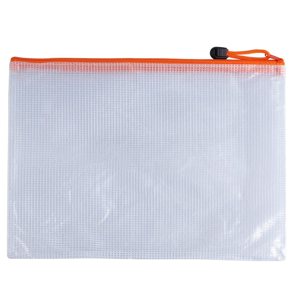 image 1 of Pack of 12 A4 Orange PVC Mesh Zip Bags