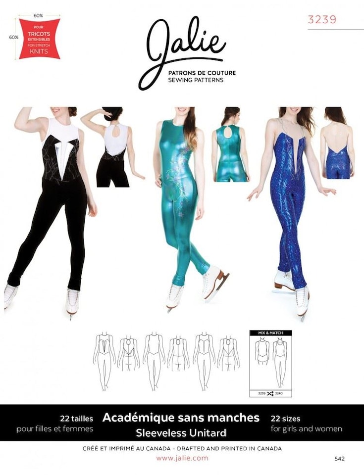 image 1 of Jalie 3239 Sleeveless Unitard Paper Sewing Pattern – Children’s, Teenagers’ & Women’s Leotards & Dancewear, 22 Sizes, Intermediate