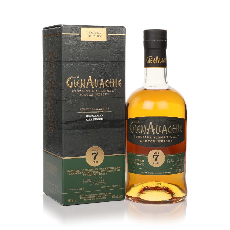 image 1 of GlenAllachie - Hungarian Virgin Oak Finish 7 year old Whisky | Multi | Golden | Bursting with butterscotch, citrus and milk chocolate, with cinnamon, raisins, orchard fruits and ginger; Lashings of heather honey and cinnamon, followed by chocolate, lemon drops and caramelised brown sugar | 1