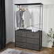 image 1 of OHS Brooklyn 6 Drawer Home Storage Fabric Display Cabinet With Hanging Rail Grey