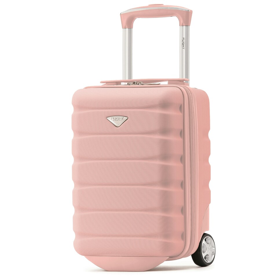 image 1 of Flight Knight Lightweight 2 Wheel ABS Hard Suitcase Cabin Hand Luggage 100+ Airlines Approved - British Airways, Ryanair & easyJet Free Carry On 40x20x25cm Pink | Rose | Cabin Bag