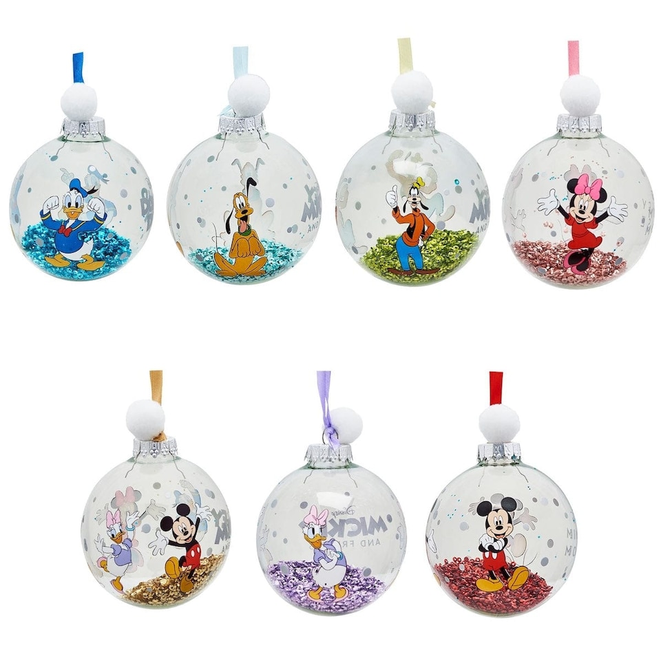 image 1 of Widdop Gifts Disney Mickey and Friends Set of 7 Christmas Tree Baubles