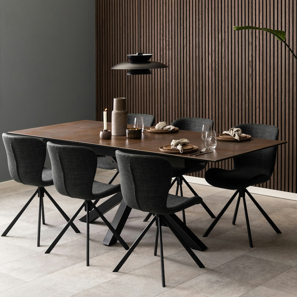 image 1 of Heaven Extendable Dining Table with Ceramic Rusty Brown Top 168cm