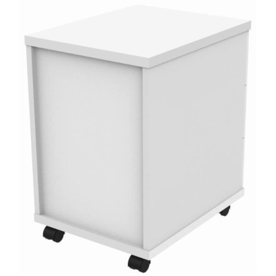 image 1 of 3 Drawer Office Storage Unit Lockable & Portable Under Desk Cabinet White