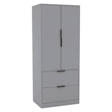 FUJI 2 Door 2 Drawer Minimalist Bedroom Wardrobe Storage & Hanging Rail 180cm | Multi | Grey | 1