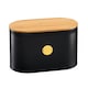 image 4 of Cooks Professional Ribbed Bread Bin, Linen Bag & Bamboo Board Set with Gold Label | Black | Black & Gold | 1