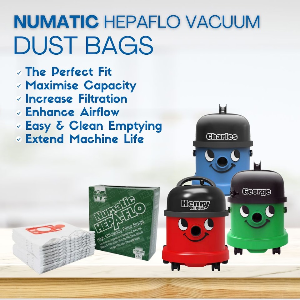 image 1 of Genuine George Charles Henry XL Vacuum Bags NVM-2BH HepaFlor Bags 604016