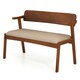 image 8 of COSTWAY 2-Seat Rubber Wood Bench Dining Bench Brown