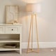 image 1 of ValueLights Lottie Natural Wood Tripod Floor Lamp with Grey Fabric Drum Shade | Grey