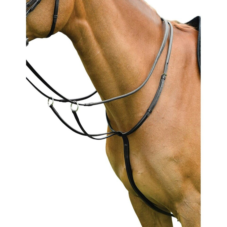 Kincade Classic Leather Plain Horse Running Martingale - Black - Cob