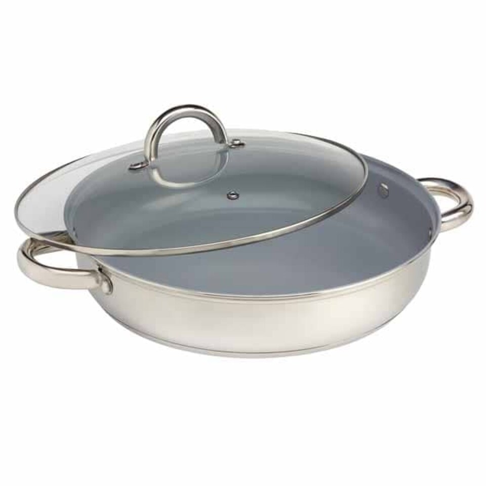 image 1 of Cooks Professional Saute Pan | Non-Stick Ceramic Coating | 4.5 Litre Capacity | Glass Lid