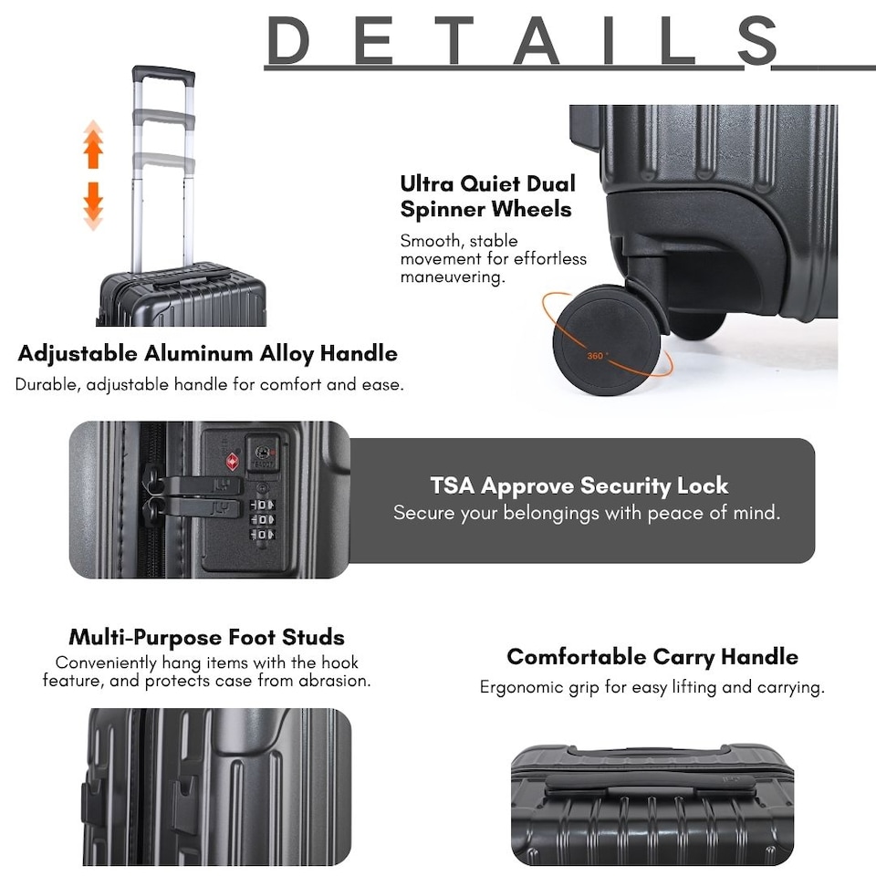 image 1 of Lightweight Hard Shell Check-In Suitcase with Cupholder | Large Size Luggage