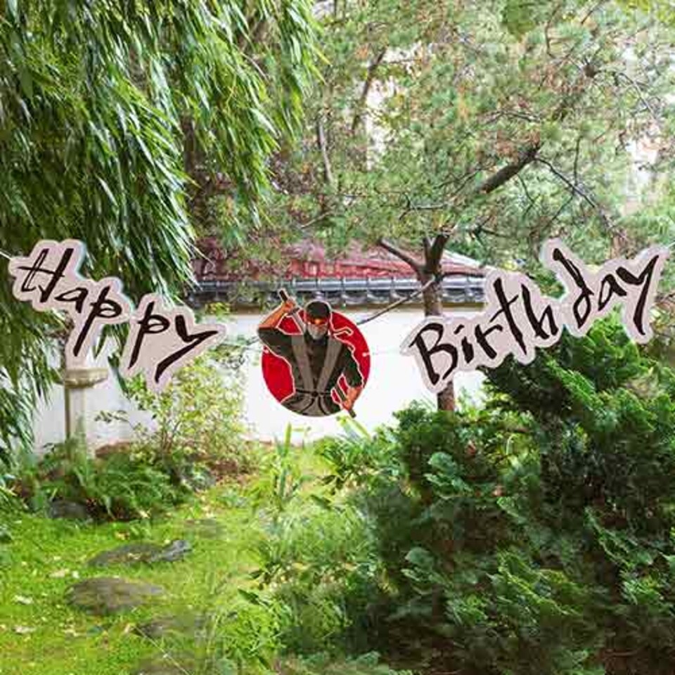 image 1 of Ninja Happy Birthday Cardboard Letter Banner 1.2m