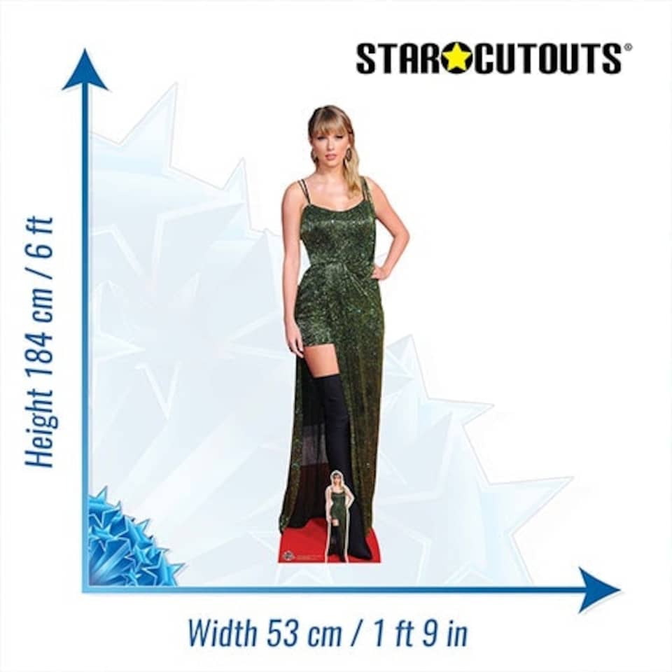 image 1 of Taylor Long Green Dress Lifesize Cardboard Cutout with 6 Taylor Cardboard Face Masks