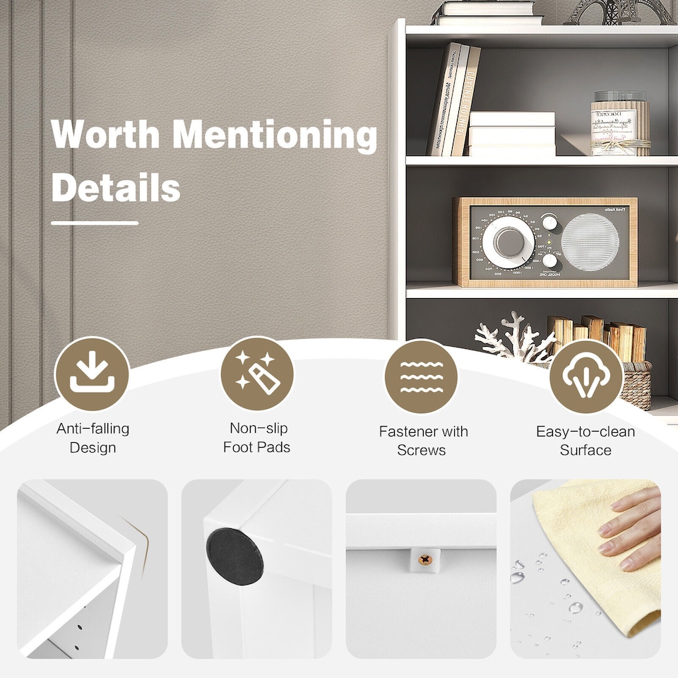 image 1 of COSTWAY 3 Tier Bookcase Floor Standing Open Bookshelf Bedroom Modern Display Cabinet