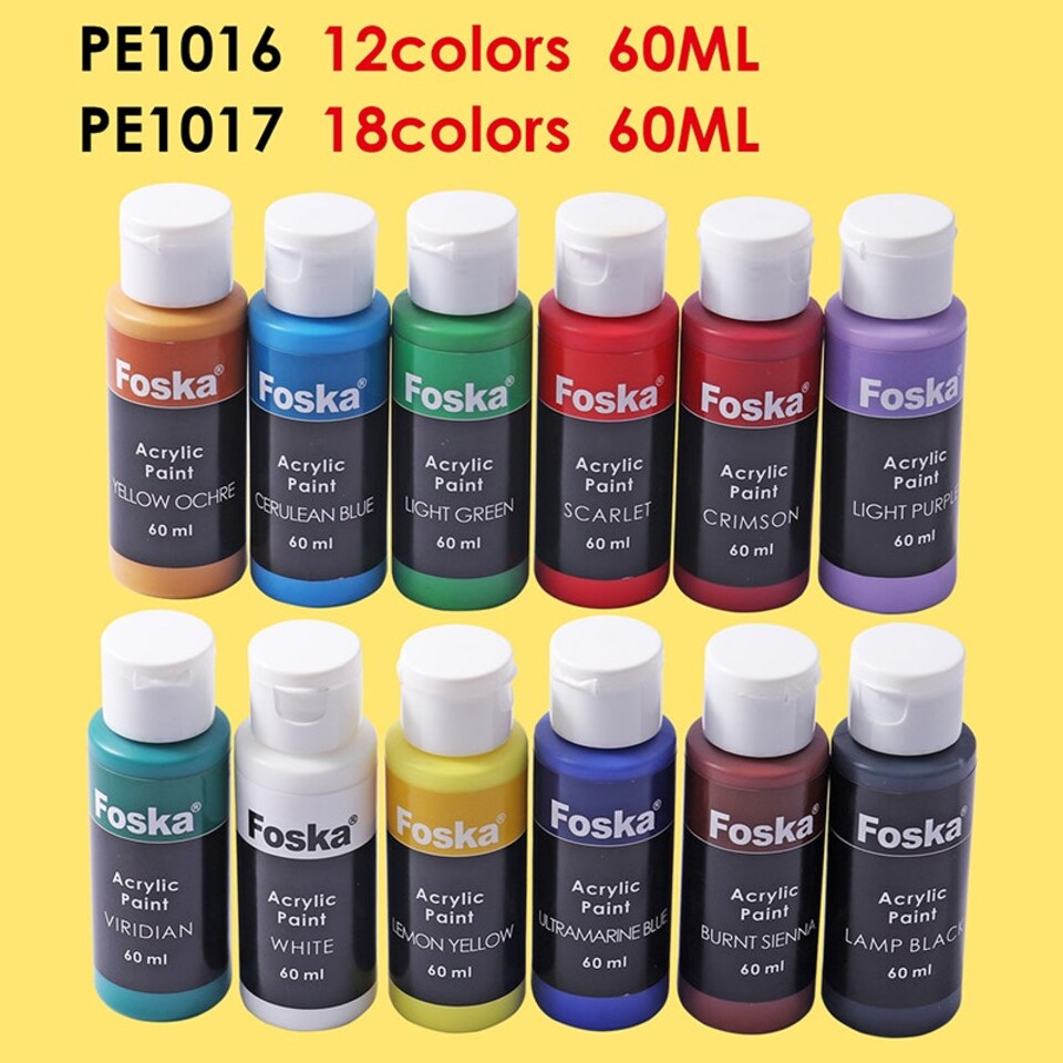 image 1 of Pack of 12 Assorted Colour 60ml Acrylic Colour Paint Pots