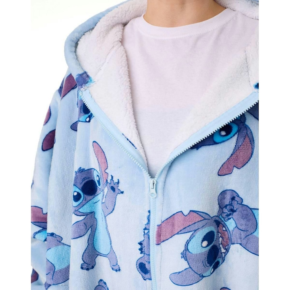 image 1 of Lilo & Stitch Womens/Ladies Stitch Full Zip Blanket Hoodie - Blue - One Size