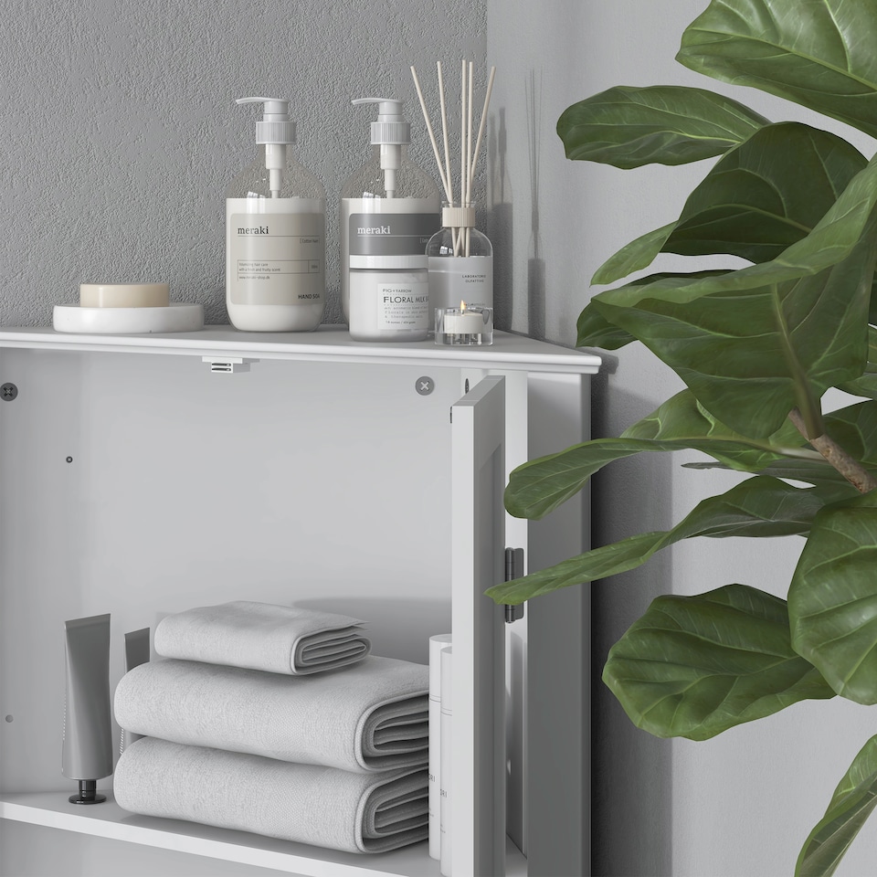 image 1 of kleankin Triangle Bathroom Cabinet, Corner Bathroom Storage Unit with Adjustable Shelf and Recessed Door, Free Standing, White