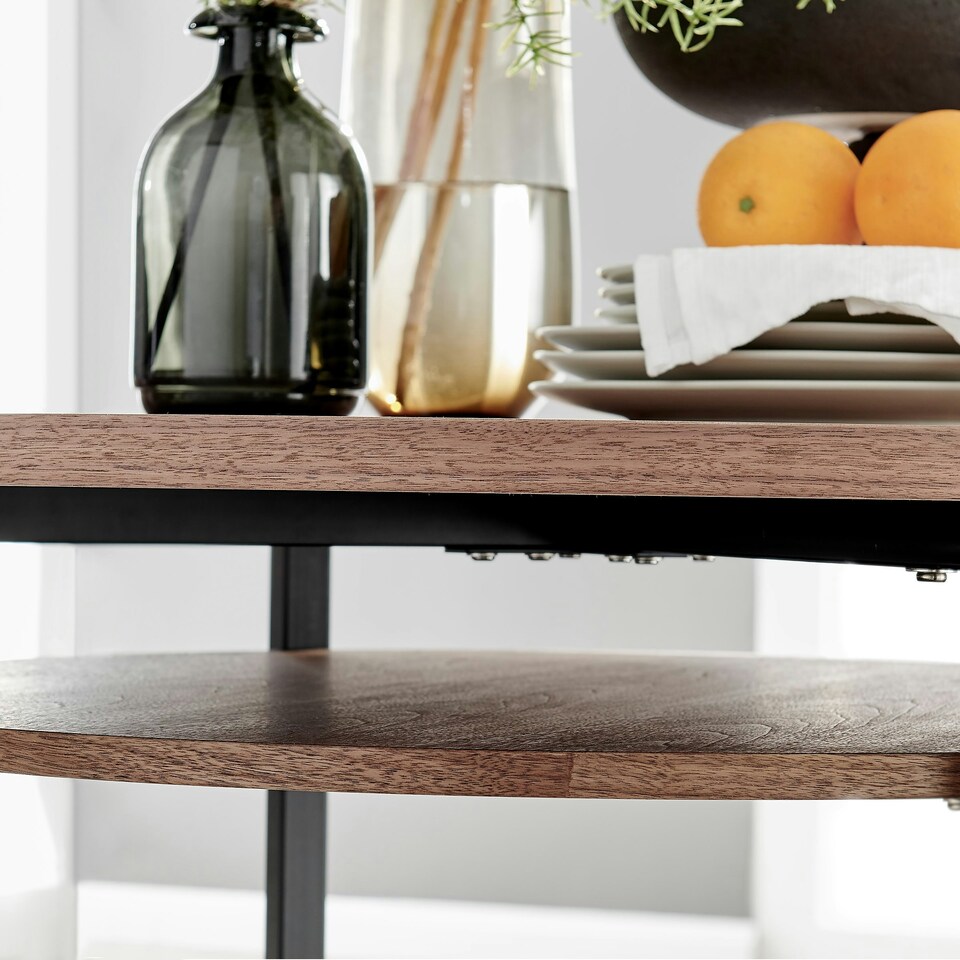 image 1 of Furniturebox Adley Wooden and Black Metal Round Storage Dining Table