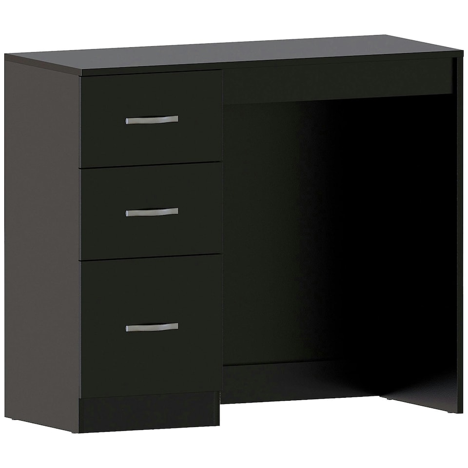 image 1 of Vida Designs Riano 3 Drawer Dressing Table Vanity Makeup Desk, Black